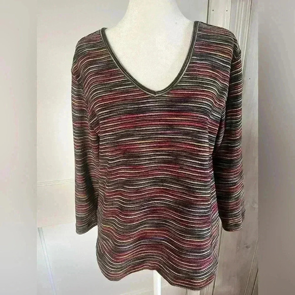 CHICOS Vintage Y2K Textured rainbow Striped Stretch Womens Size 2 Lg12 90s Y2K - Picture 5 of 7